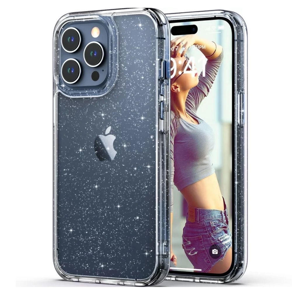 🆕 Clear Glitter iPhone 15 Pro Max Phone Case - new in box - Sparkle Apple